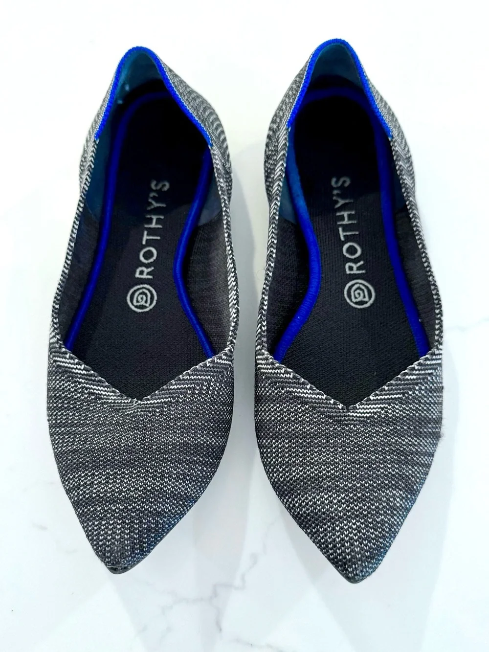 Rothy’s The Point Pointed Toe Flats Size 9 Cloud Grey Birdseye - Retired Color